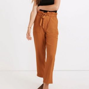 MADEWELL Dunaway Paperbag Pants Size 25 in Rust color. Cropped high waist.
